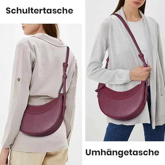 Leather Crescent Bag for Women, Designer Shoulder Bags, Sling Crossbody Bag Purse Casual Dumpling Hobo Bag