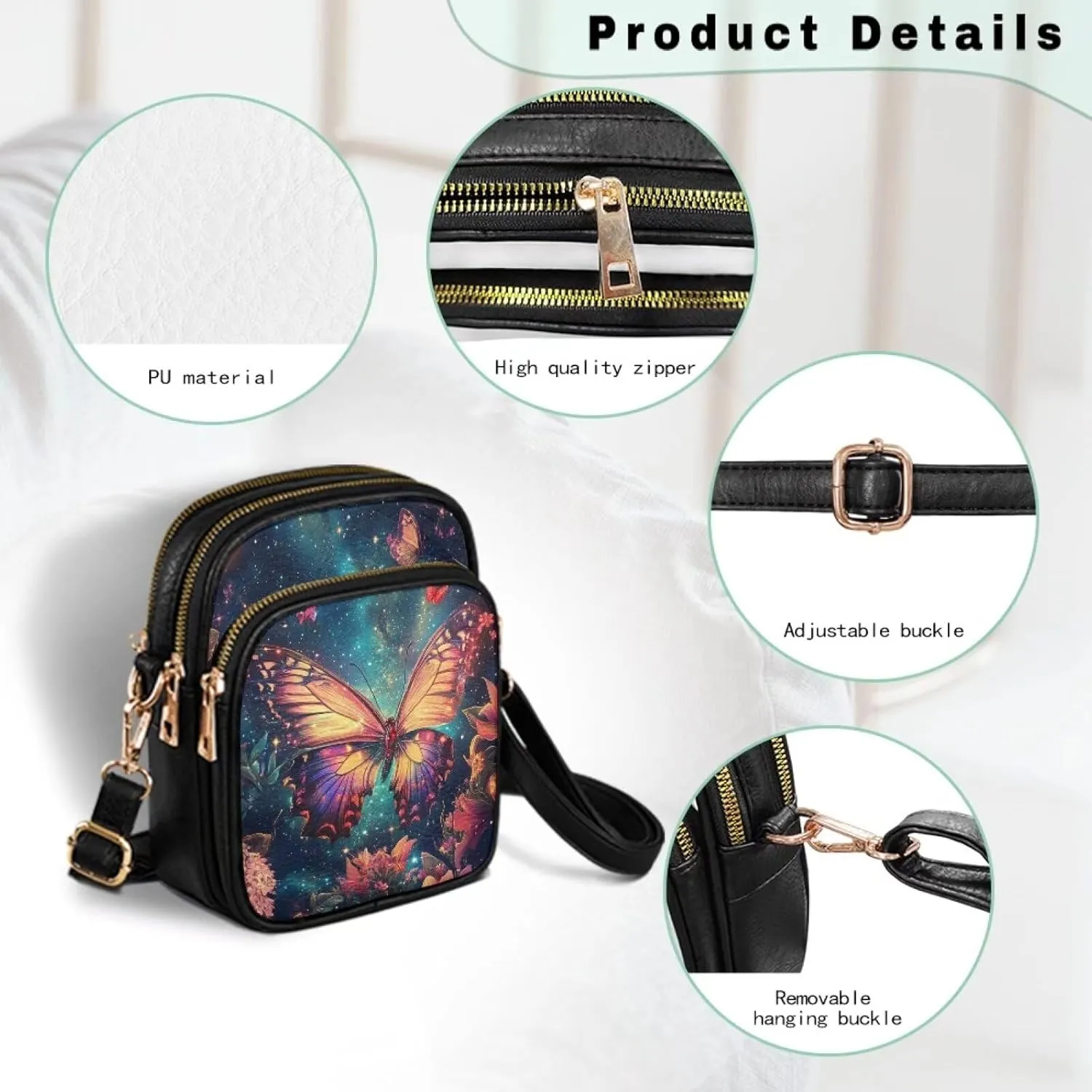 Leather Crossbody Bags for Women Crossbody Sling Bags for Women Cell Phone Bag Wallet Purses Adjustable Strap