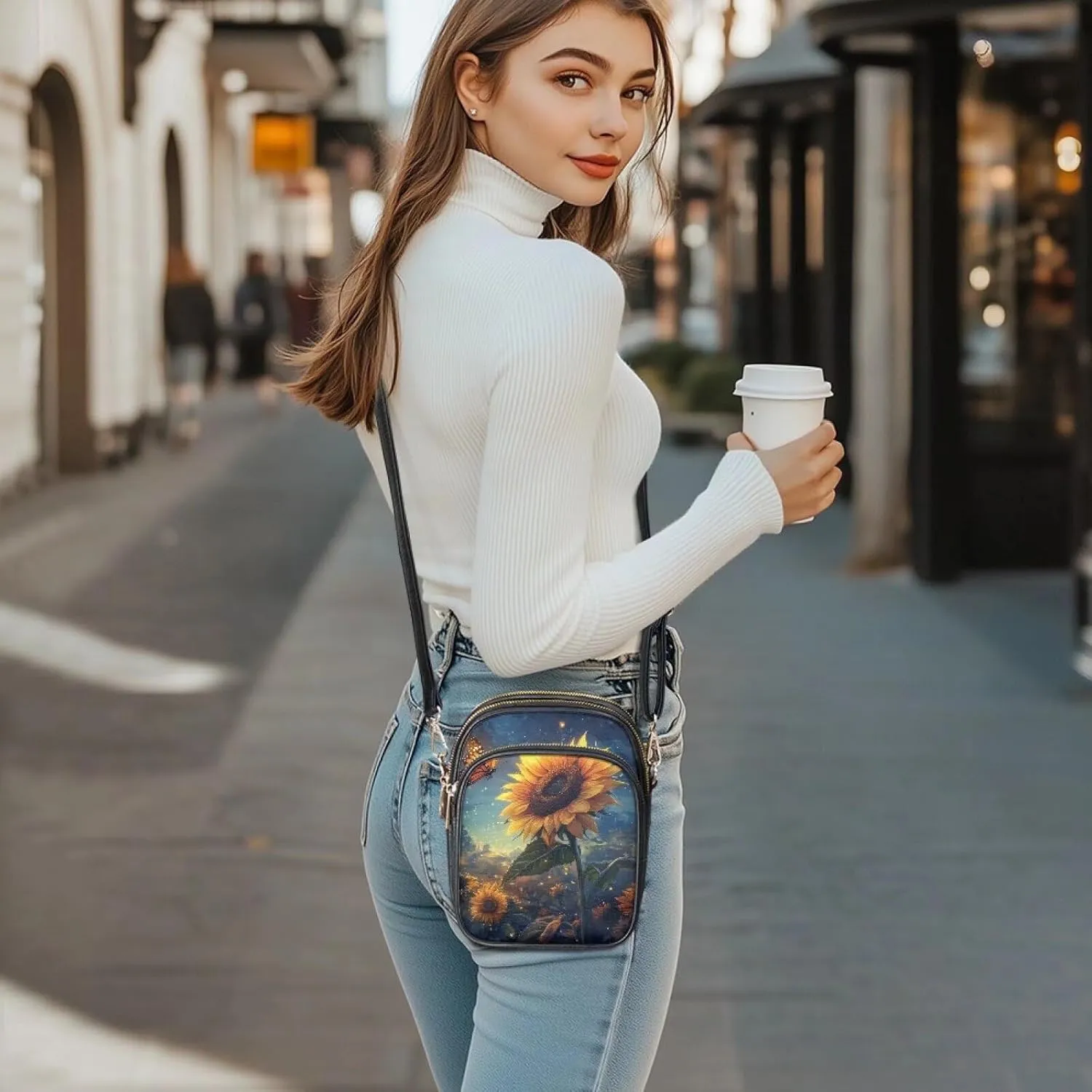 Leather Crossbody Bags for Women Crossbody Sling Bags for Women Cell Phone Bag Wallet Purses Adjustable Strap