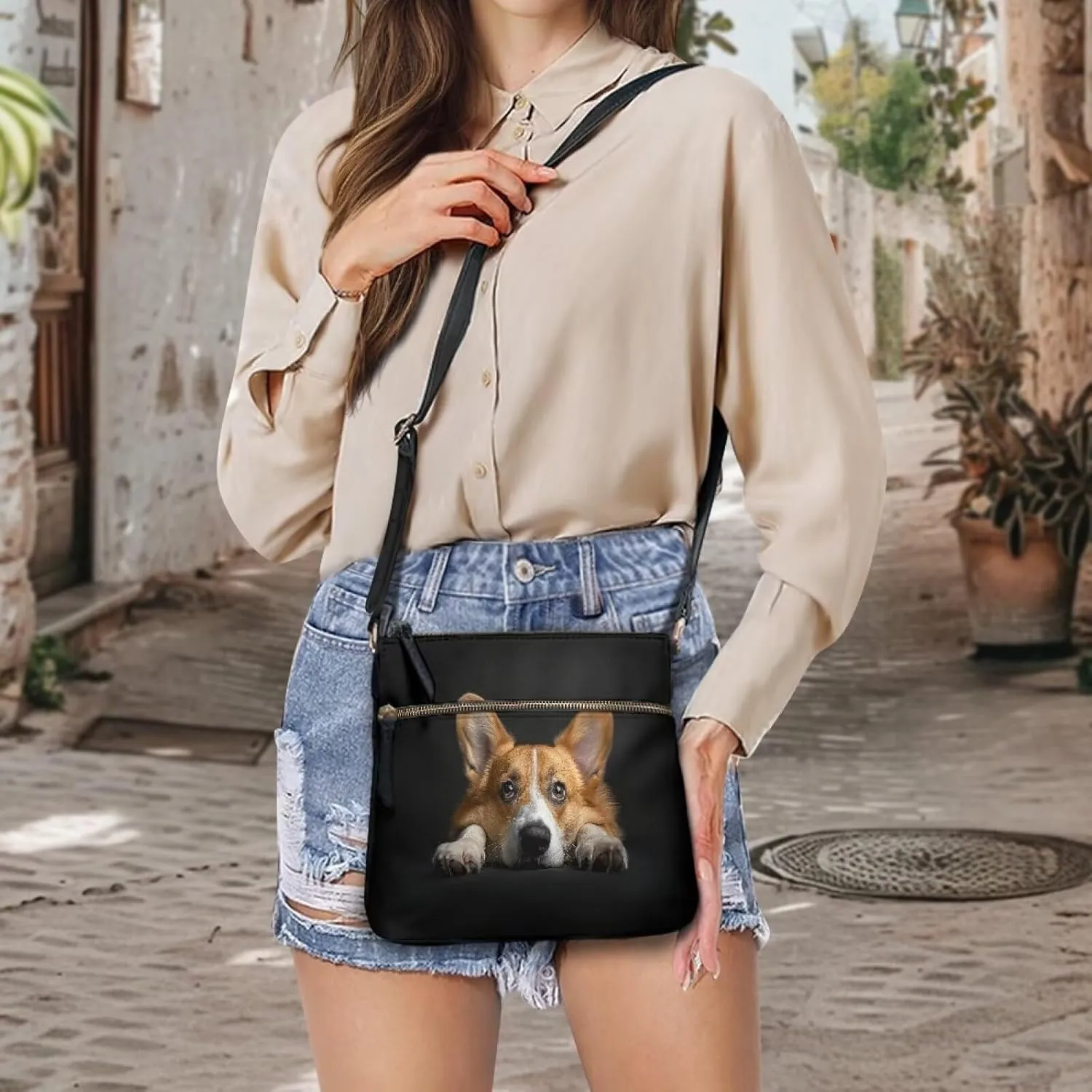 Leather Crossbody Purse for Women Satchel Handbag Purse Shoulder Bag with Adjustable Strap Multi Pockets
