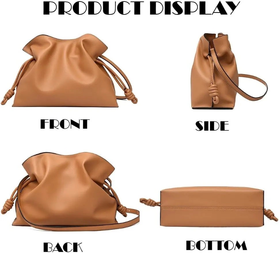 Leather Drawstring Bag Tote Bucket Bag Luxury Designer Handbags Women Crossbody Purse 2025 Trendy Hobo Cloud Bag