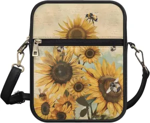 Leather Messenger Bag for Women Crossbody Cell Phone Purse Small Shoulder Pouch for Outdoor 9.5 inch
