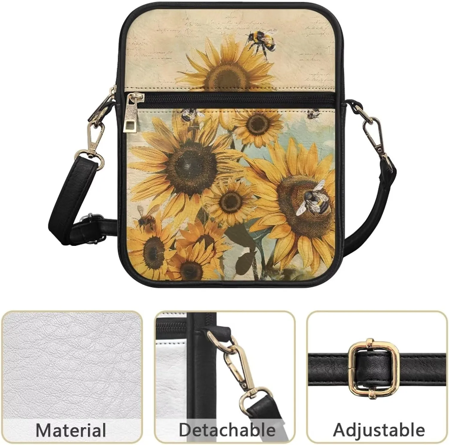 Leather Messenger Bag for Women Crossbody Cell Phone Purse Small Shoulder Pouch for Outdoor 9.5 inch