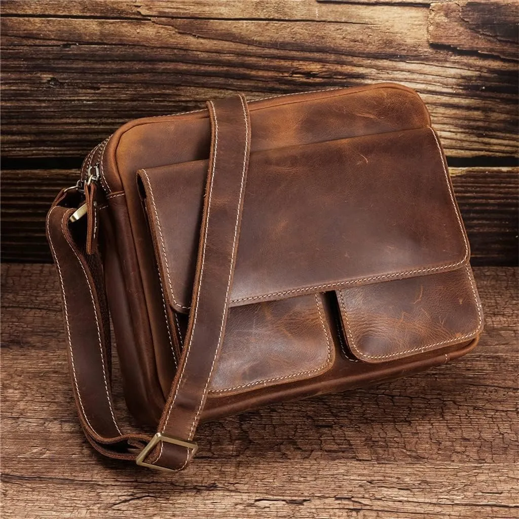 Leather Messenger Bag Vintage Cross Body Men's Bag Business Casual Bag Leather Shoulder Bag