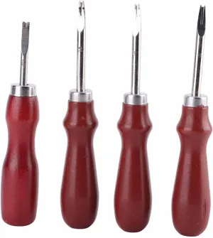 Leather r Knife Set High Hardness Wood Handle Handwork Leather Tool 4 Pcs Leather Fringe Beveler Applicable for Handbags Wallets
