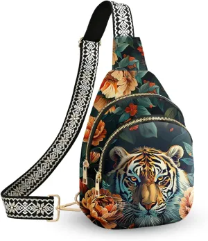 Leather Sling Bag Small Crossbody Backpack Travel Shoulder Pack Hiking Adjustable Chest Daypack for Women