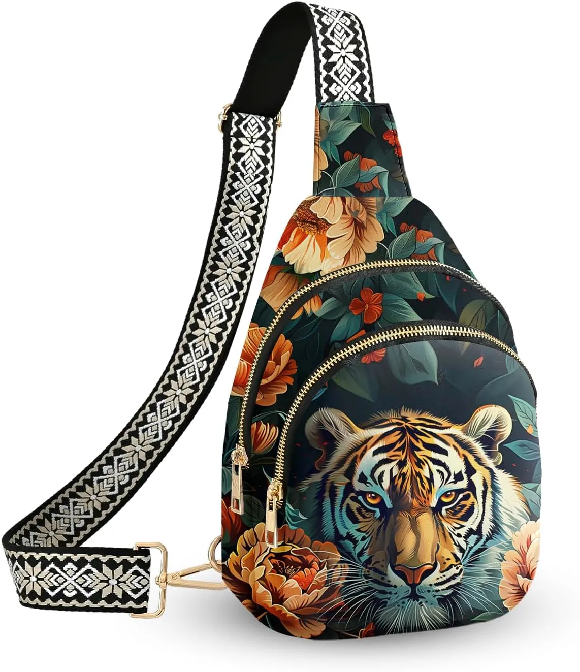 Leather Sling Bag Small Crossbody Backpack Travel Shoulder Pack Hiking Adjustable Chest Daypack for Women