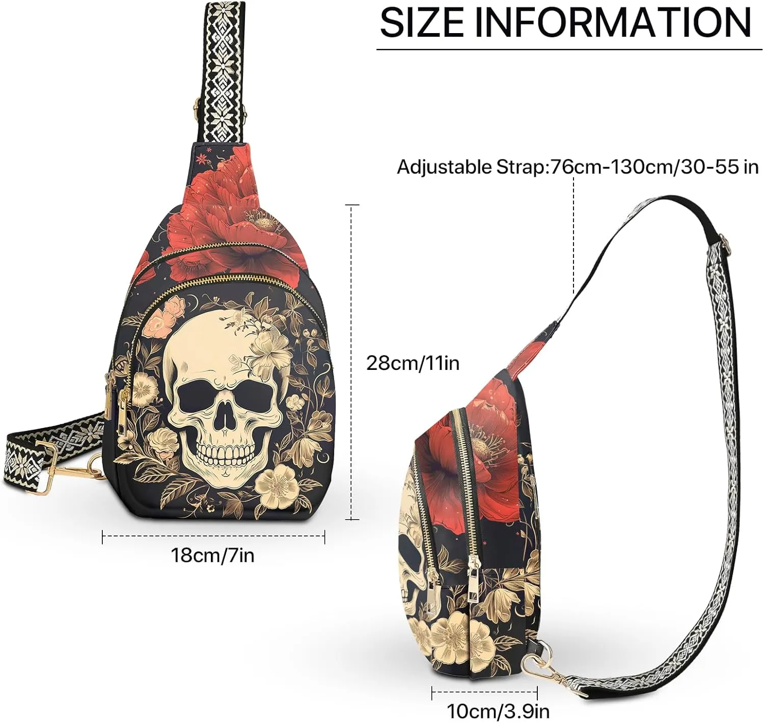 Leather Sling Bag Small Crossbody Backpack Travel Shoulder Pack Hiking Adjustable Chest Daypack for Women