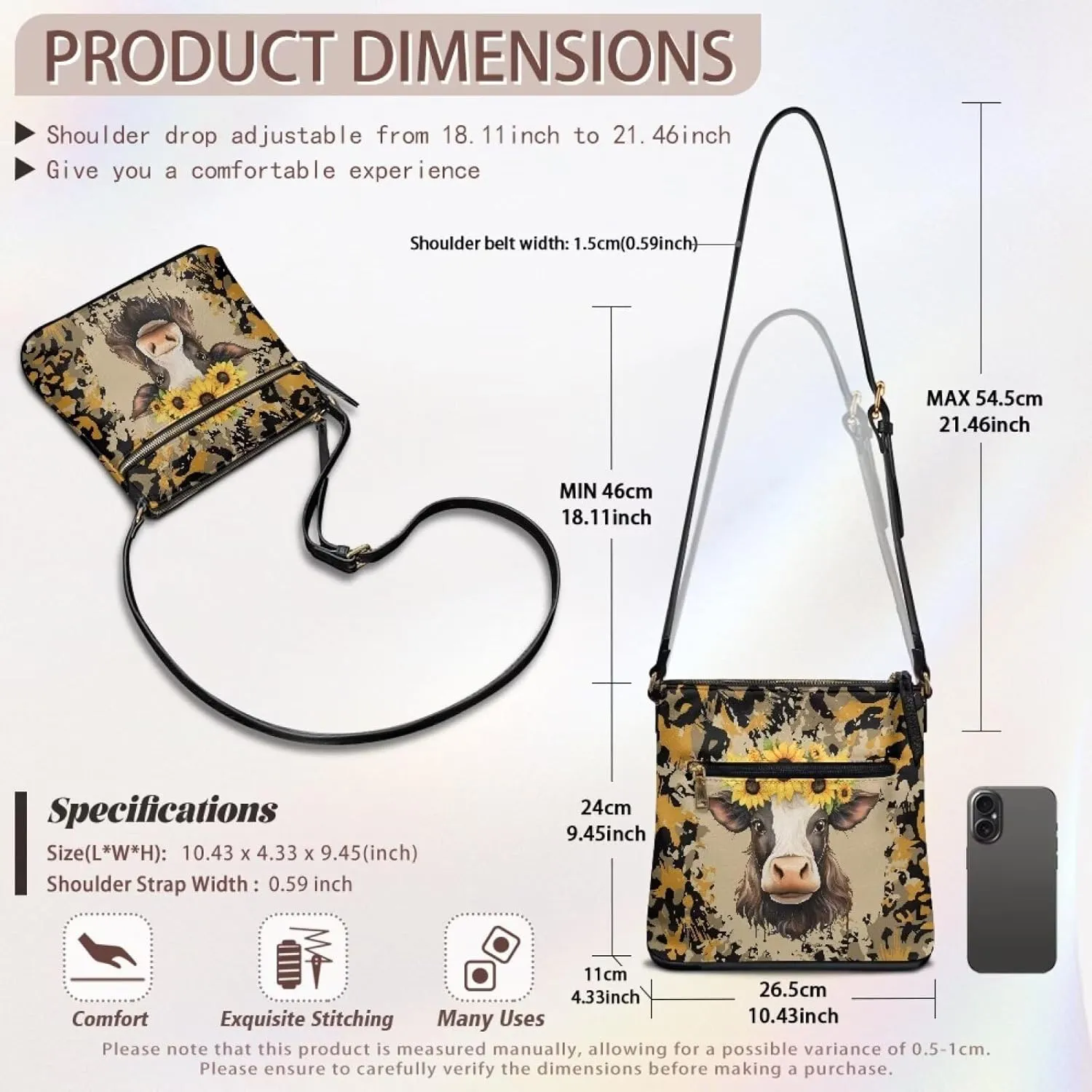 Leather Women Crossbody Hobo Bag Satchel Purse Handbag with Adjustable Shoulder Strap and Zipper Pockets