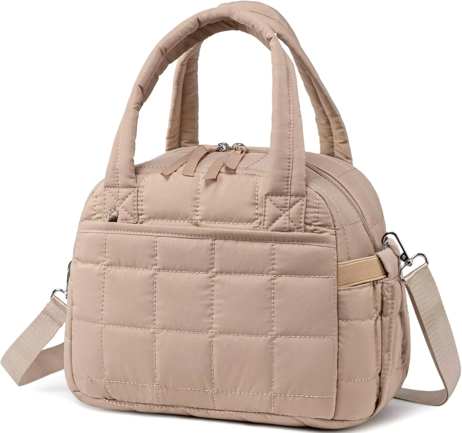 LEDAOU Lunch Box for Women Lunch bag Quilted Puffer Lunch Box with Adjustable Strap Insulated Reusable Lunch Tote for Work School Picnic Travel