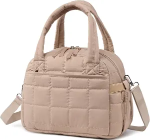 LEDAOU Lunch Box for Women Lunch bag Quilted Puffer Lunch Box with Adjustable Strap Insulated Reusable Lunch Tote for Work School Picnic Travel