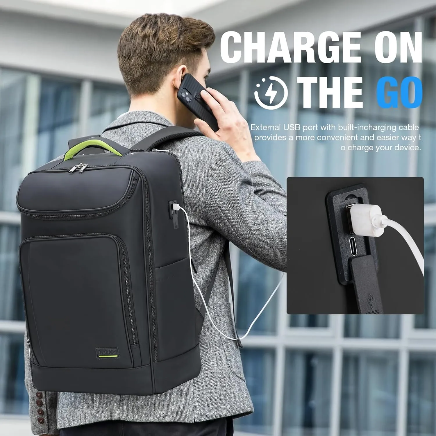 Lekebobor Travel Rolling Backpack, 18 inch Waterproof Bag with 360° Wheels for 15.6" Laptop, Convertible Airline Approved Travel Back Pack for Men & Women, Business, Commuter