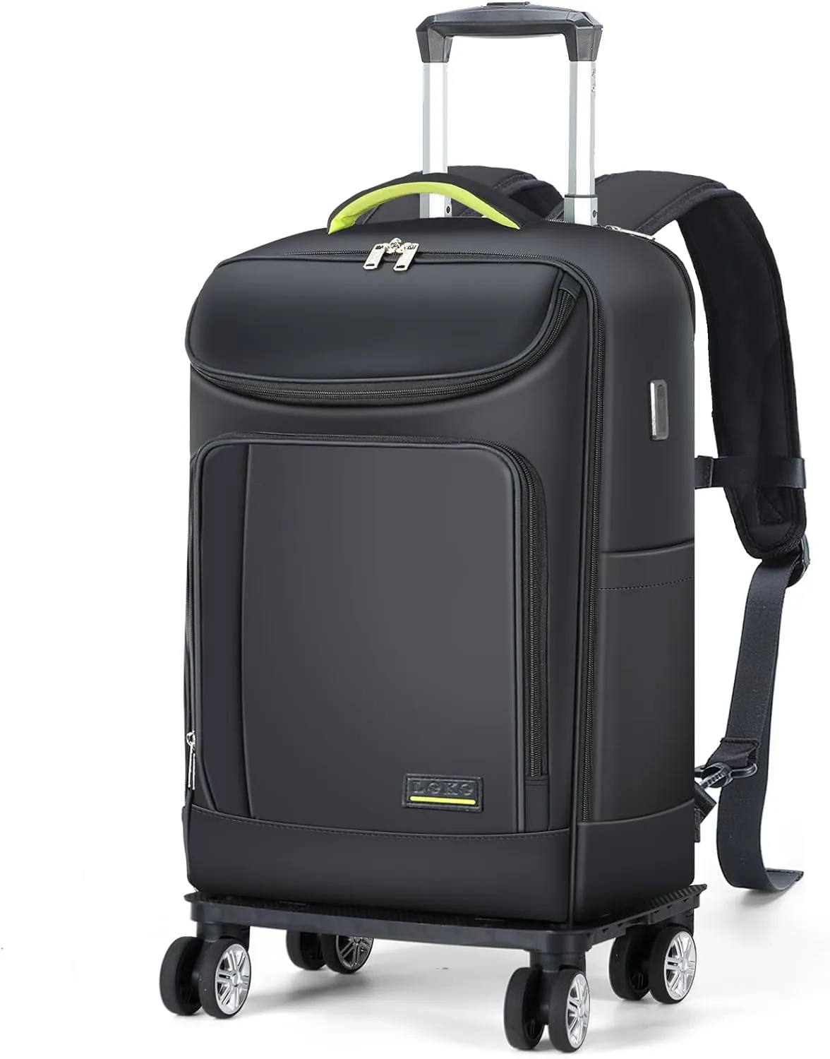 Lekebobor Travel Rolling Backpack, 18 inch Waterproof Bag with 360° Wheels for 15.6" Laptop, Convertible Airline Approved Travel Back Pack for Men & Women, Business, Commuter