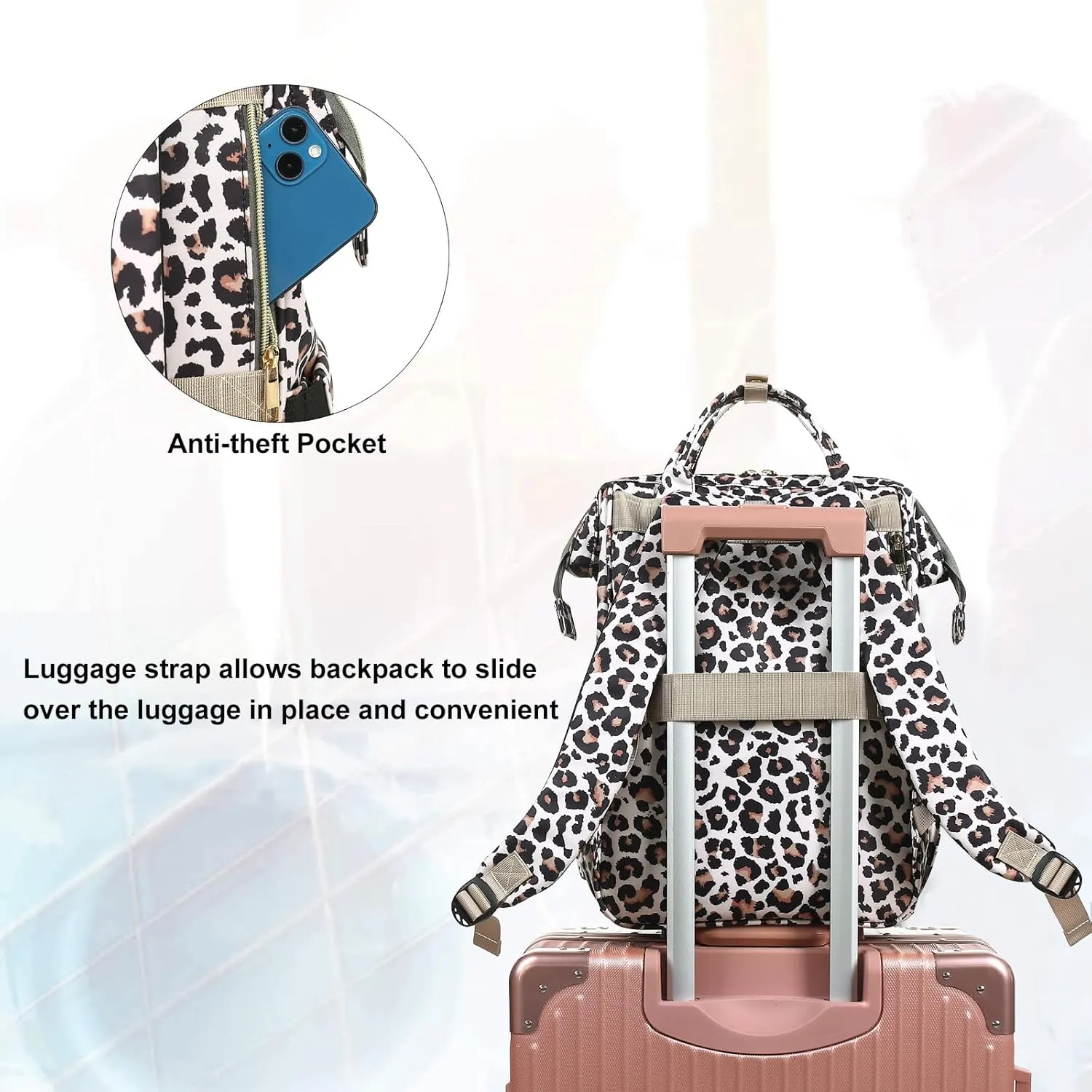 Leopard Lunch Backpack Laptop Backpack for Women, Girls School Backpack College Bookbags Travel Backpack