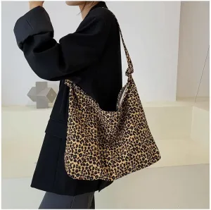 Leopard Print Tote Bag Shoulder Bag Soft & Lightweight Large Tote Purse Handbag Travel Satchel Gift for Women