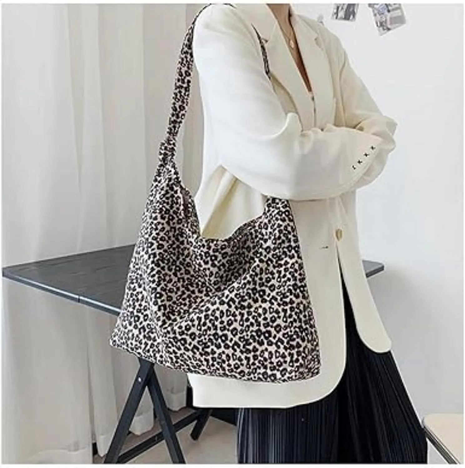 Leopard Print Tote Bag Shoulder Bag Soft & Lightweight Large Tote Purse Handbag Travel Satchel Gift for Women