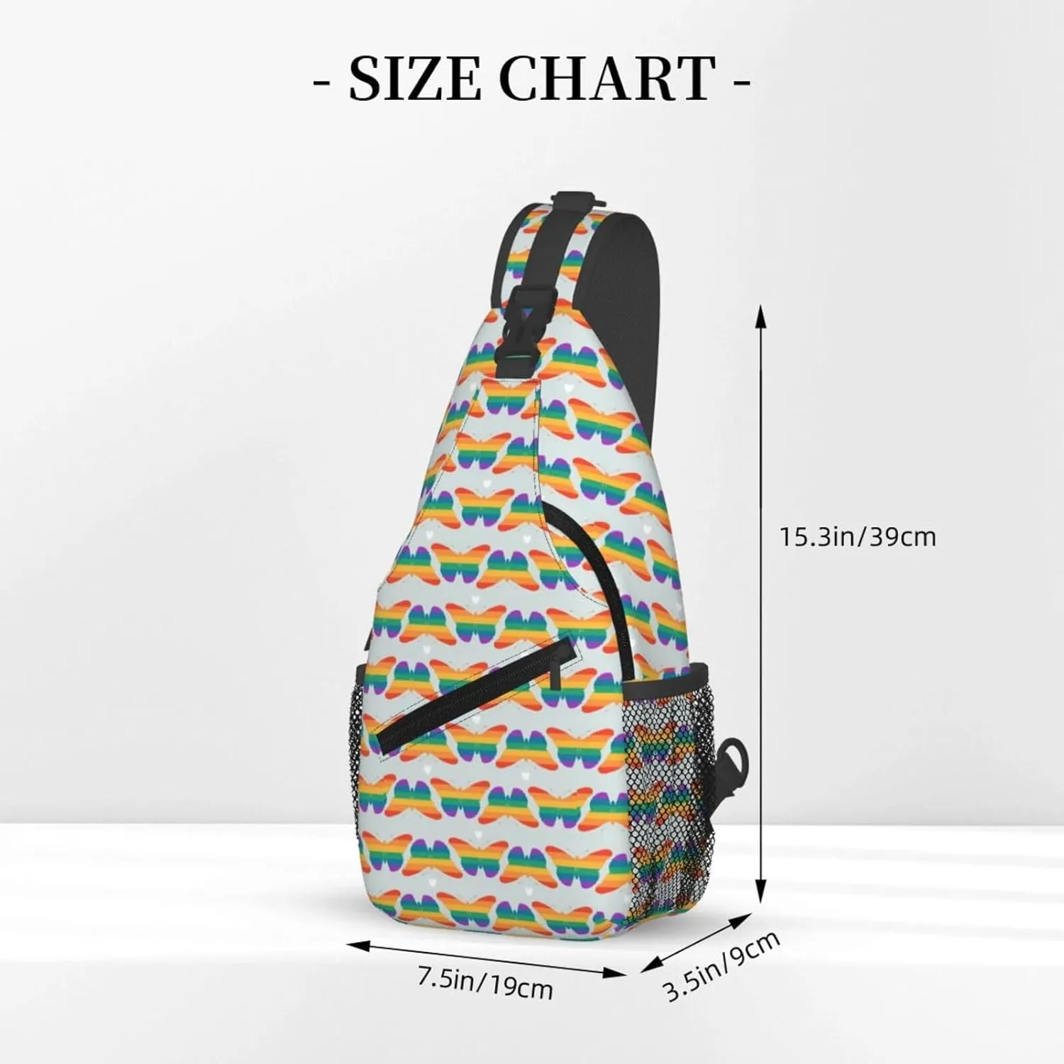 LGBT Gay Pride Love Rainbow Heart Crossbody Bag Adjustable Sling Bag Casual Chest Bags Travel Shoulder Backpack