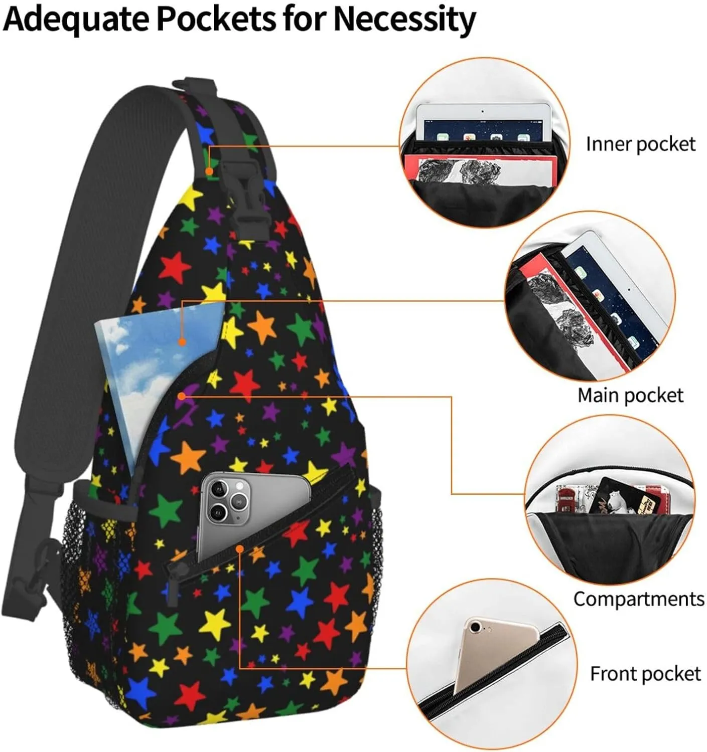 LGBT Gay Pride Sling Backpack,Fashion Shoulder Bags Adjustable Crossbody Chest Bag Travel Hiking Daypack