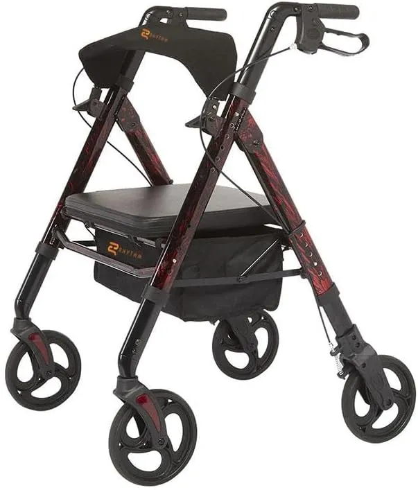 Lifestyle Mobility Aids Regal Bariatric 4 Wheel Rollator with Universal Height Adjustment (Laser Red)
