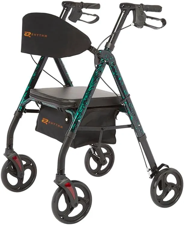 Lifestyle Mobility Aids Royal Deluxe Universal Aluminum 4 Wheel Rollators (Laser Green)
