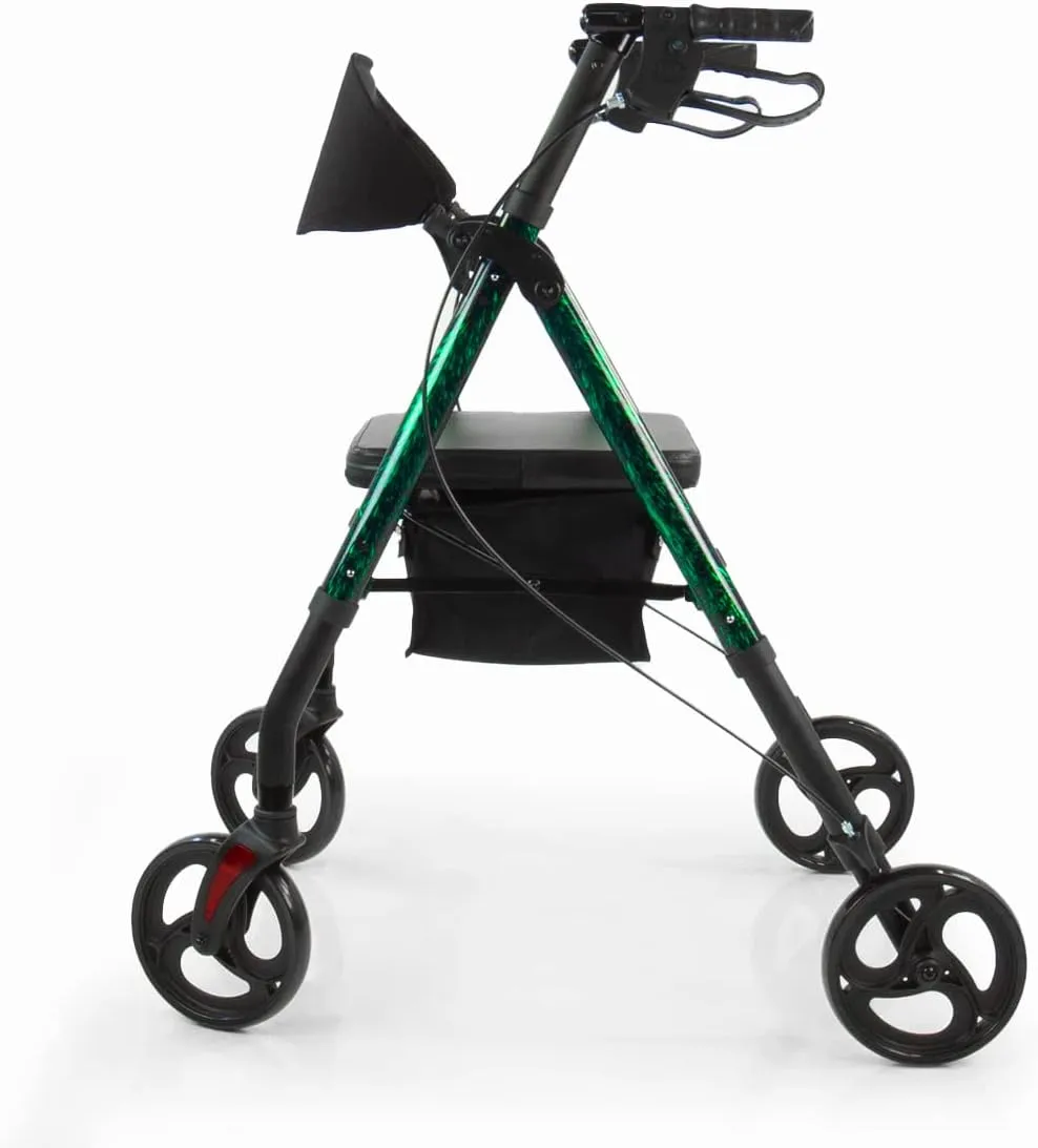 Lifestyle Mobility Aids Royal Deluxe Universal Aluminum 4 Wheel Rollators (Laser Green)