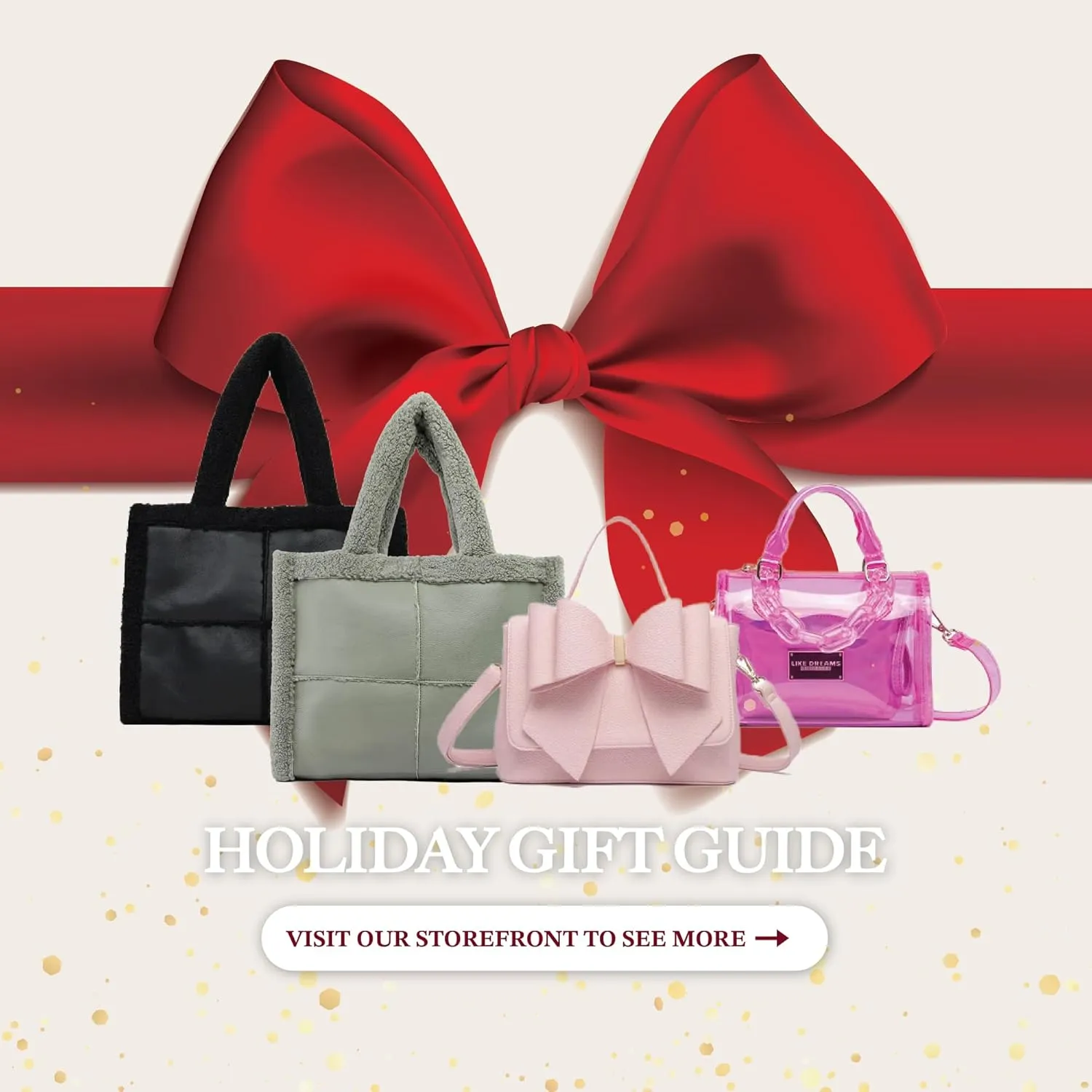 Like Dreams Holographic Purse for Women, Detachable Inner Pouch Crossbody Bag, Iridescent Top Handle Satchel