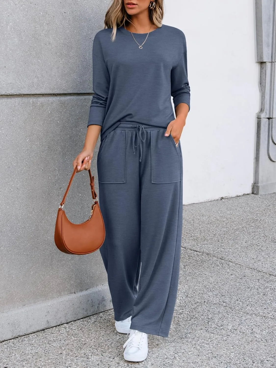 LILLUSORY Women's Sweatsuits 2 Piece Outfits Lounge Matching Sets Baggy Fall Fashion Casual Clothes with Pockets 2025