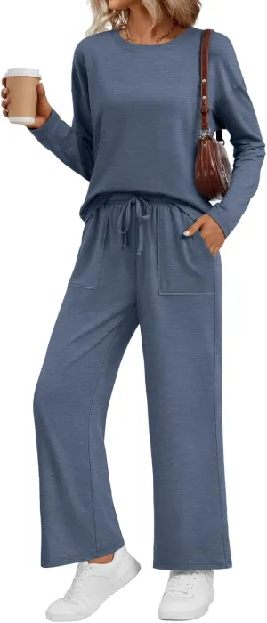 LILLUSORY Women's Sweatsuits 2 Piece Outfits Lounge Matching Sets Baggy Fall Fashion Casual Clothes with Pockets 2025