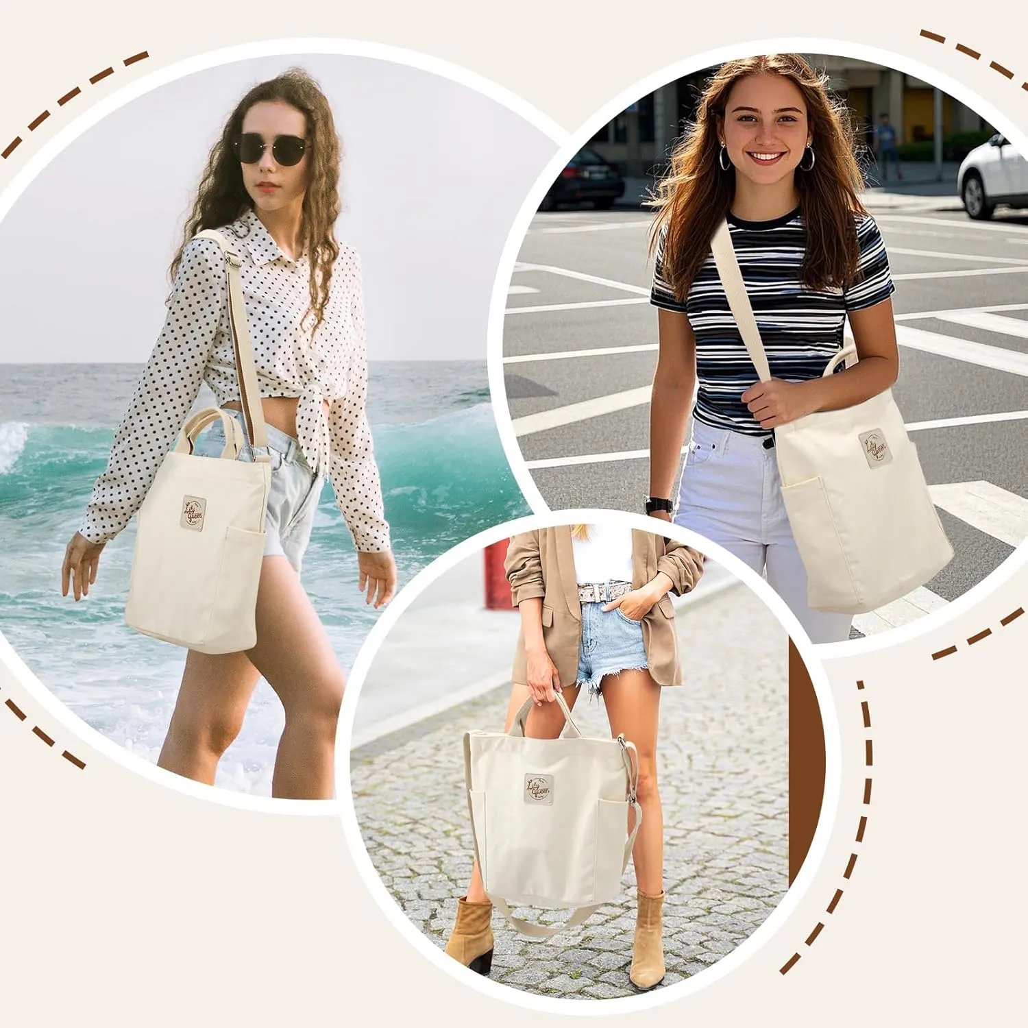 Lily queen Women Canvas Tote Handbags Casual Shoulder Work Bag Crossbody