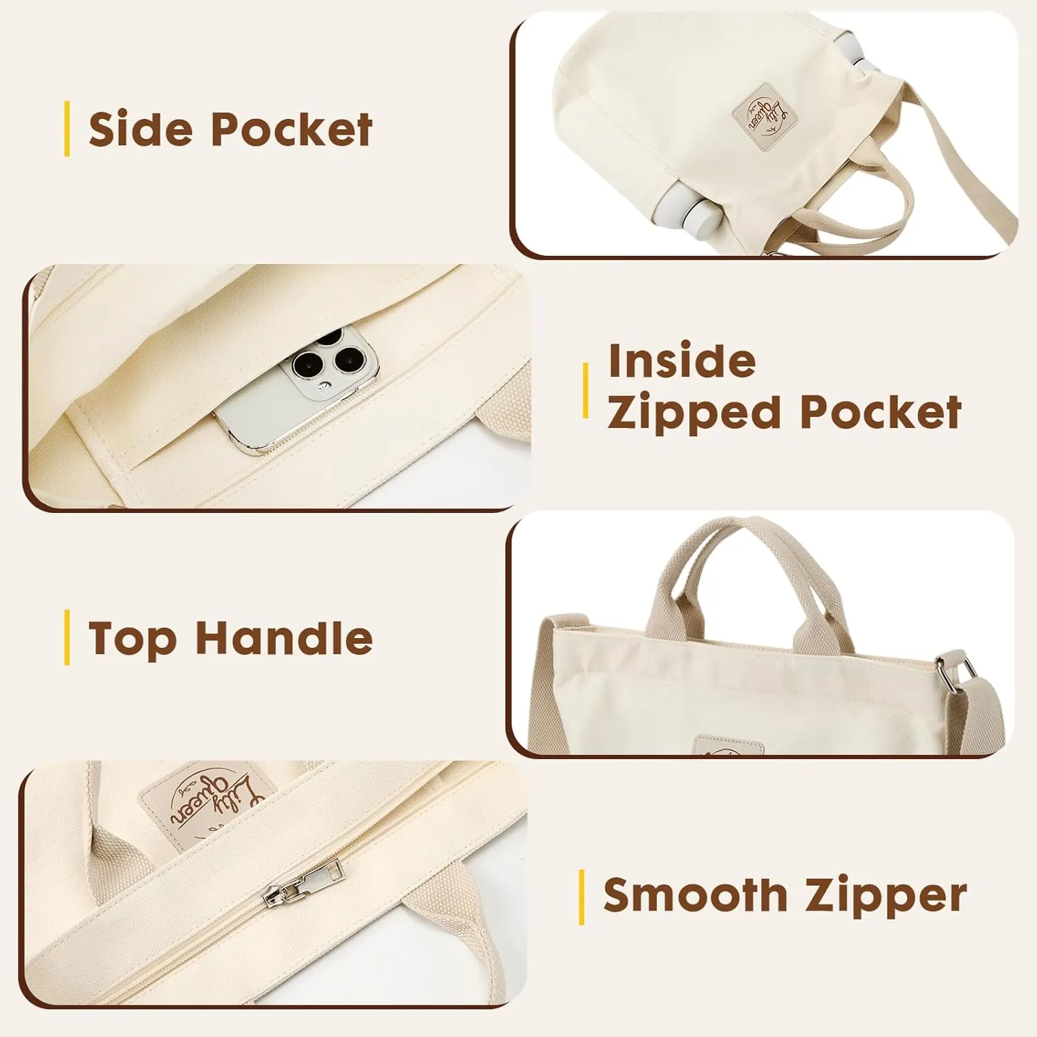 Lily queen Women Canvas Tote Handbags Casual Shoulder Work Bag Crossbody