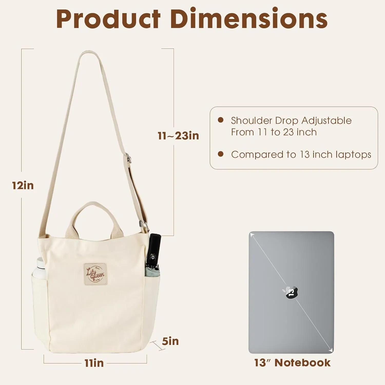 Lily queen Women Canvas Tote Handbags Casual Shoulder Work Bag Crossbody