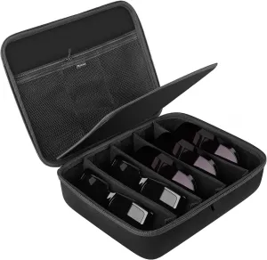 Linkidea Extra Large Hard Shell Sunglasses Case, 5 Slot Oversized Sun Glasses Storage Bag Organizer Compatible with Oakley W0OO9465VE W0OO9471 W0OO9455M RayBan RBS0101S RB4098 RB3825