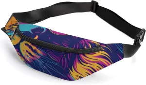 Lion Colorful Aesthetics Crossbody Fanny Pack Waist Packs Adjustable Shoulder Bags Sling Bag for Hiking Running Cycling