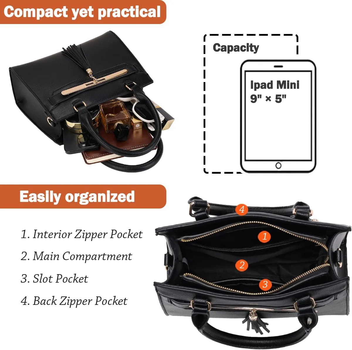 LJOSEIND Small Satchel Purses for Women - Fashionable Handbags, Top Handle Crossbody Bags with Adjustable Strap