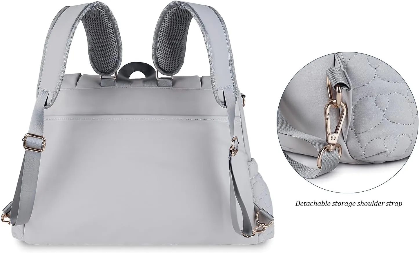 Lmbabter Diaper Bag Backpack Convertible Messenger Bag Travel Backpack Maternity Bags Stylish Baby Bag with Changing Pad for Mom (Gray)