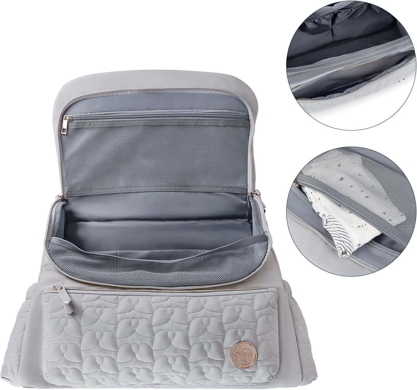 Lmbabter Diaper Bag Backpack Convertible Messenger Bag Travel Backpack Maternity Bags Stylish Baby Bag with Changing Pad for Mom (Gray)