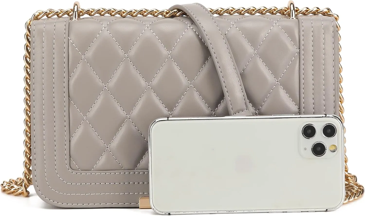 lola mae Crossbody Bags for Women Fashion Quilted Shoulder purse with Convertible Chain Strap Classic Satchel Handbag