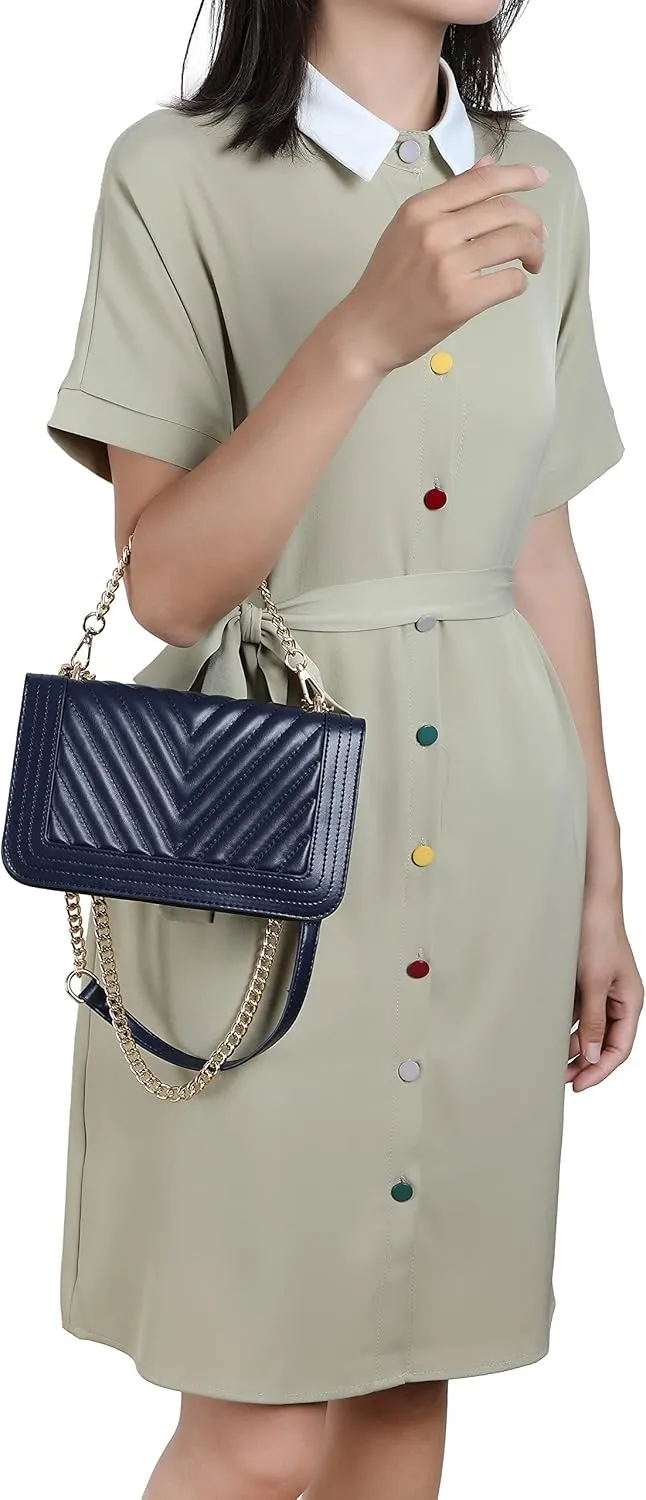 lola mae Crossbody Bags for Women Fashion Quilted Shoulder purse with Convertible Chain Strap Classic Satchel Handbag
