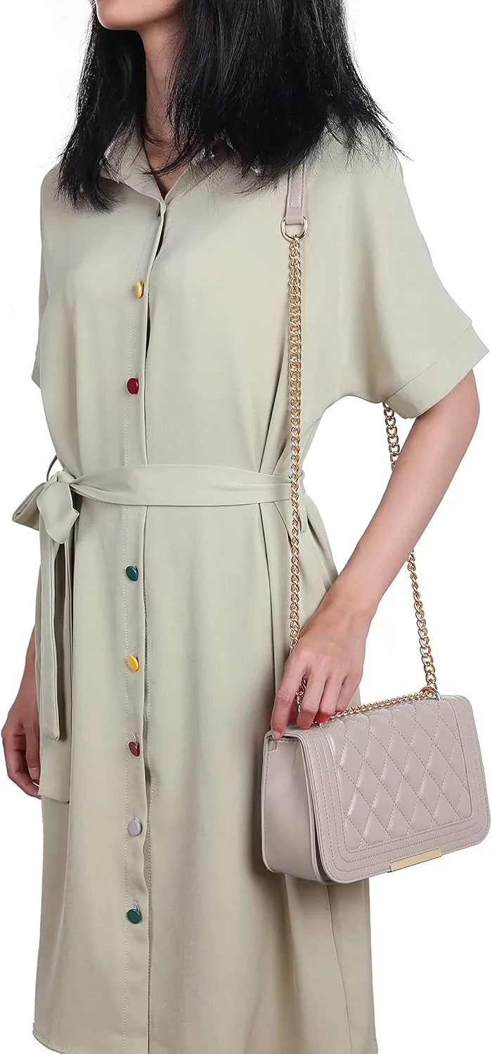 lola mae Crossbody Bags for Women Fashion Quilted Shoulder purse with Convertible Chain Strap Classic Satchel Handbag