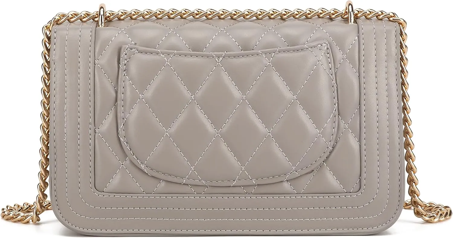 lola mae Crossbody Bags for Women Fashion Quilted Shoulder purse with Convertible Chain Strap Classic Satchel Handbag