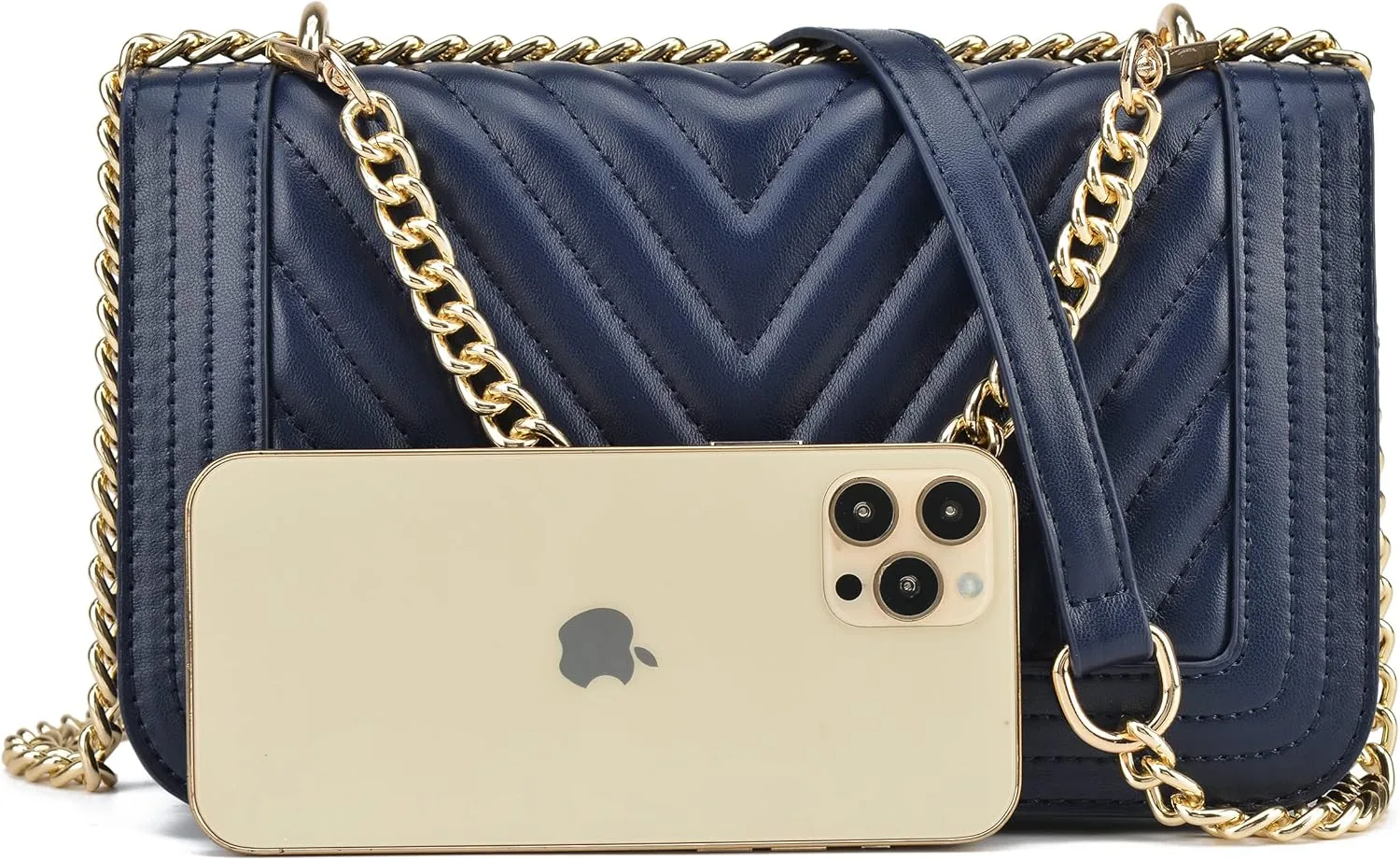 lola mae Crossbody Bags for Women Fashion Quilted Shoulder purse with Convertible Chain Strap Classic Satchel Handbag