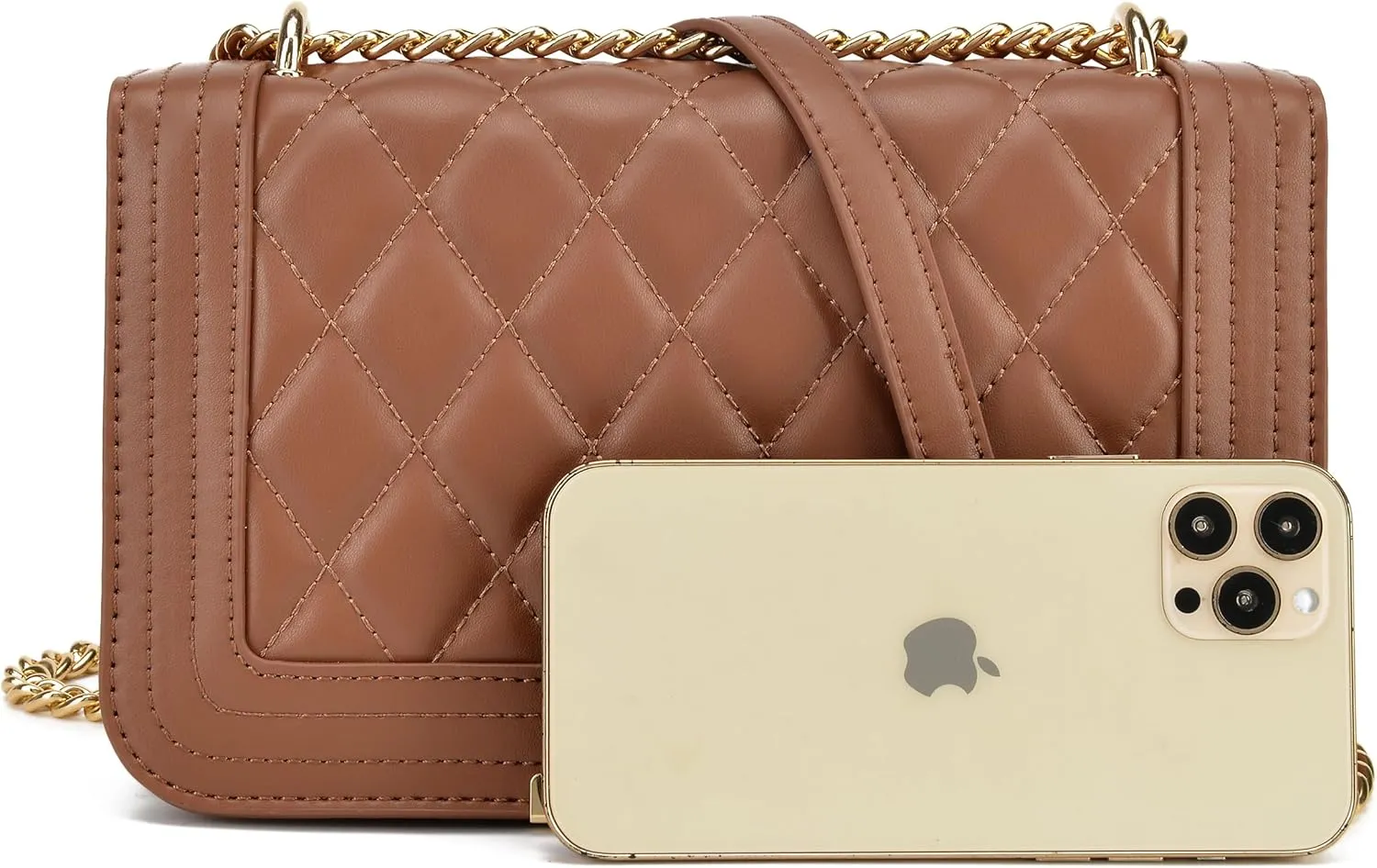lola mae Crossbody Bags for Women Fashion Quilted Shoulder purse with Convertible Chain Strap Classic Satchel Handbag