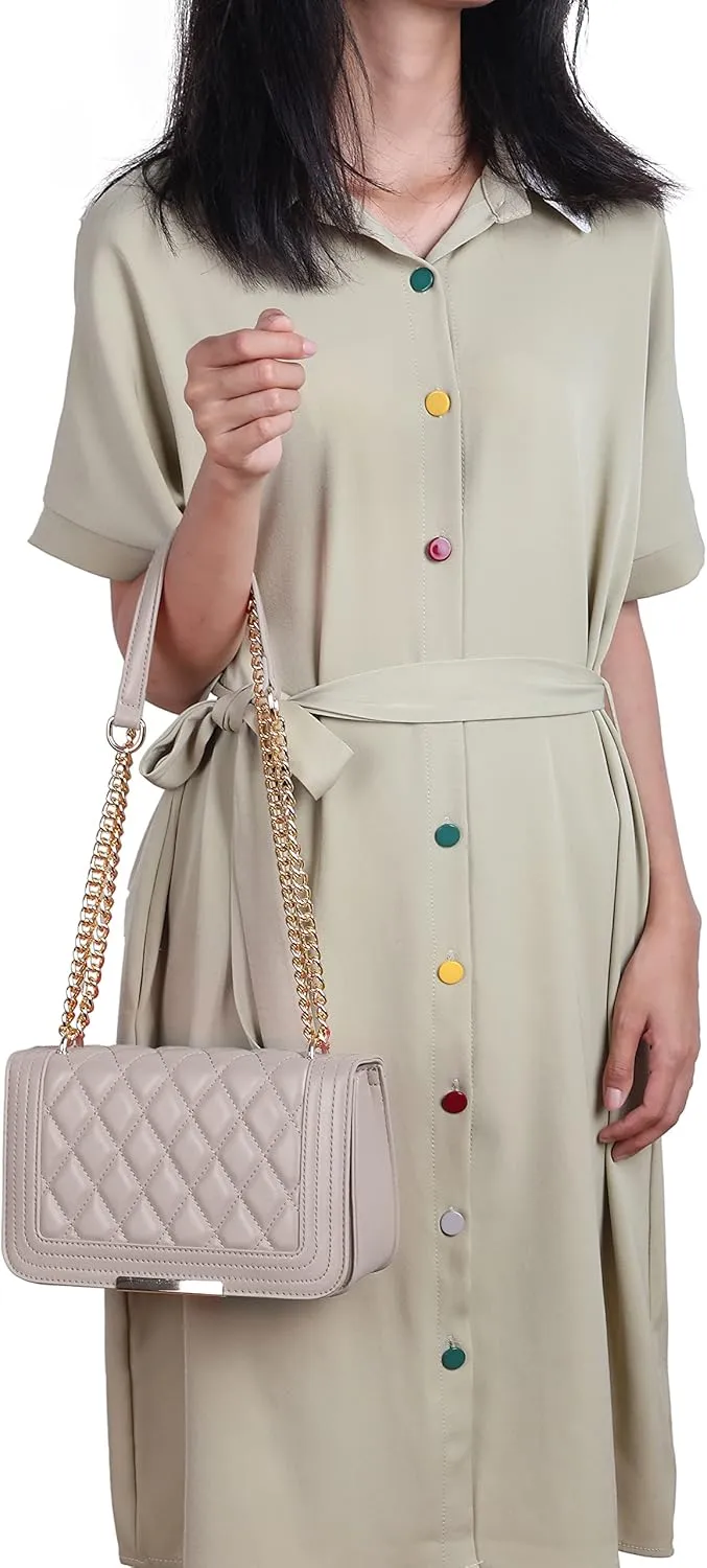 lola mae Crossbody Bags for Women Fashion Quilted Shoulder purse with Convertible Chain Strap Classic Satchel Handbag