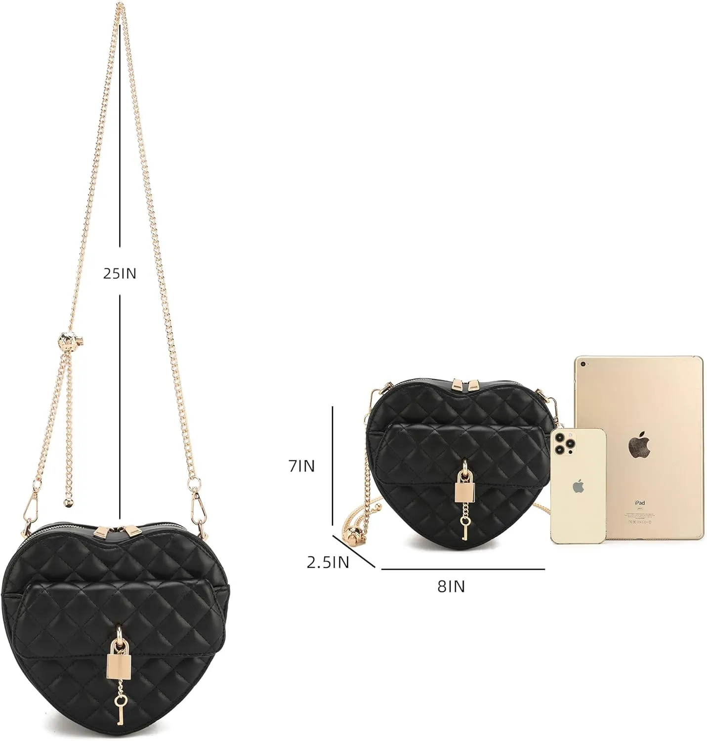 lola mae Heart Shape Satchel Crossbody Purse for women Zip Around Shoulder Bag