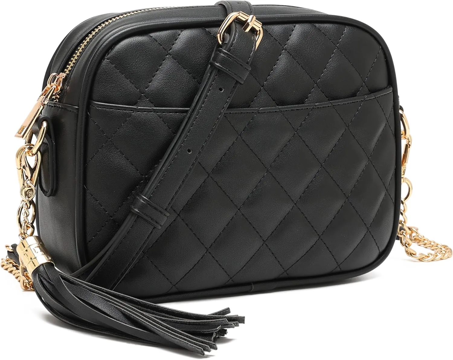 lola mae Quilted Crossbody Bag, Medium Lightweight Shoulder Purse Top Zipper Tassel Accent