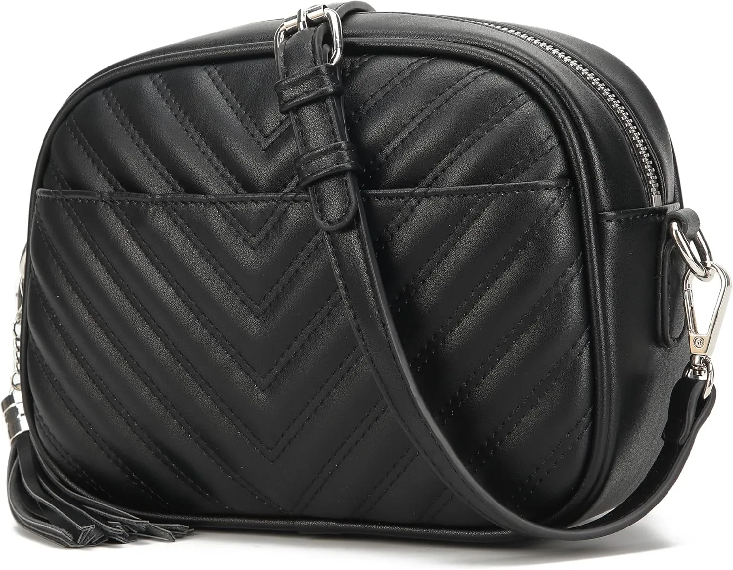lola mae Quilted Crossbody Bag, Medium Lightweight Shoulder Purse Top Zipper Tassel Accent