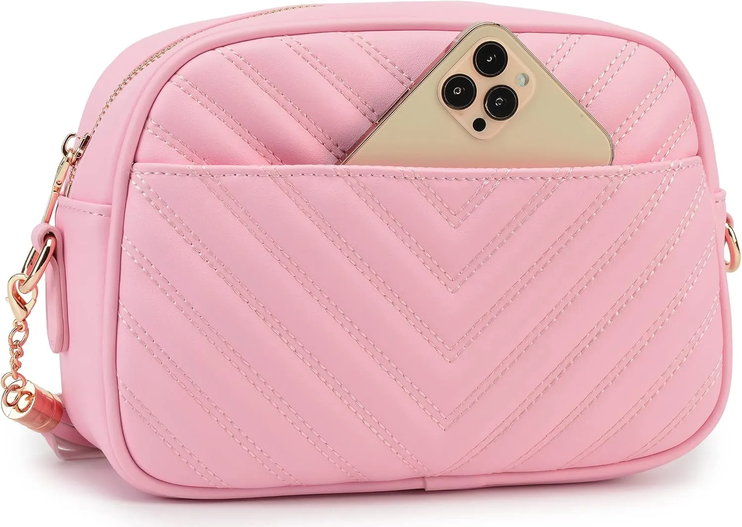 lola mae Quilted Crossbody Bag, Medium Lightweight Shoulder Purse Top Zipper Tassel Accent