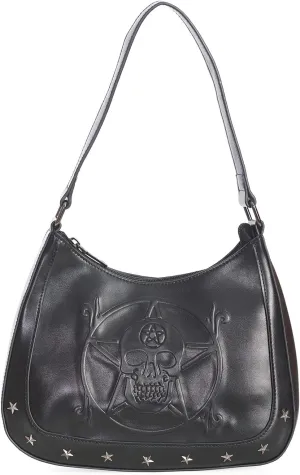 Lost Queen Gothic Women’s White Magic Shoulder Bag Embossed Pentagram Skull Purse