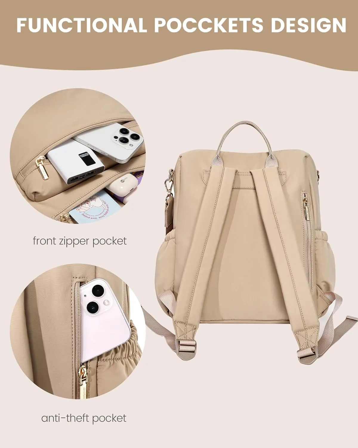 LOVEVOOK Backpack Purse for Women, 13 Inches Lightweight Small Backpacks for women,Puffer Mini Backpack for Women, Convertible Shoulder Bags, Work Travel Daily Purses Handbags