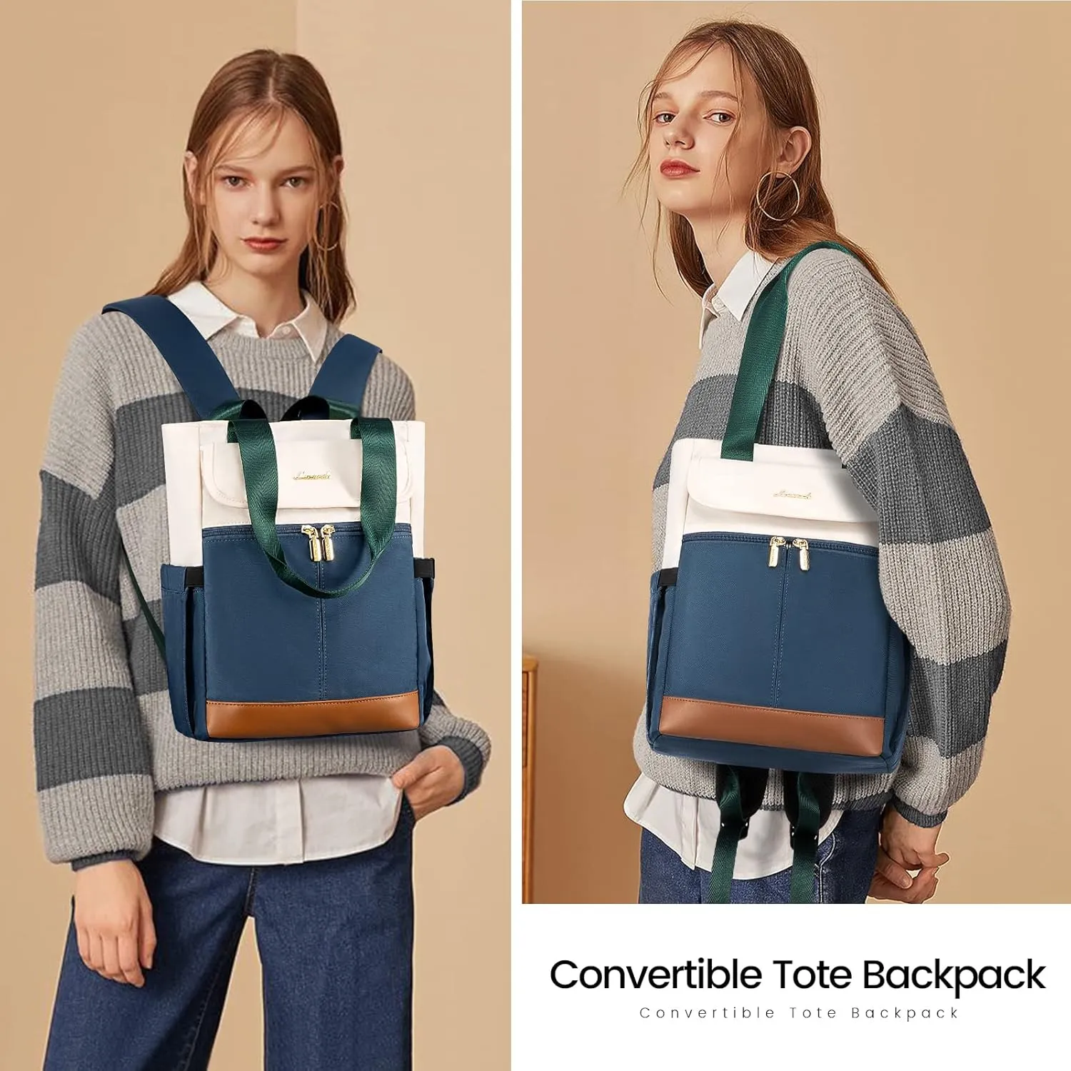 LOVEVOOK Backpack Purse for Women, Convertible Small Backpack Tote for Woman, Mini College Daypack for Work, Daily, Travel, 2pcs set
